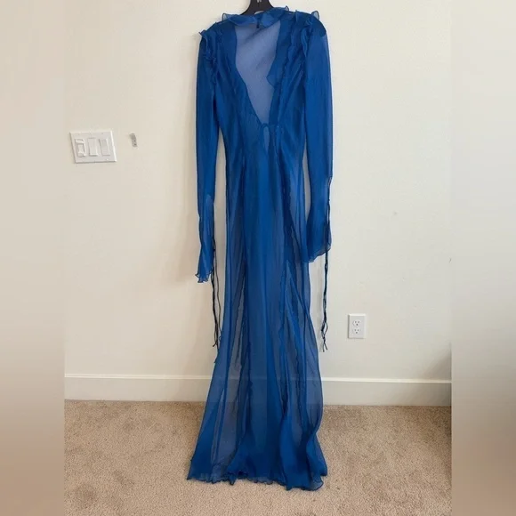 Rat & Boa Cobalt Blue Farretti sheer maxi dress L - Picture 10 of 12